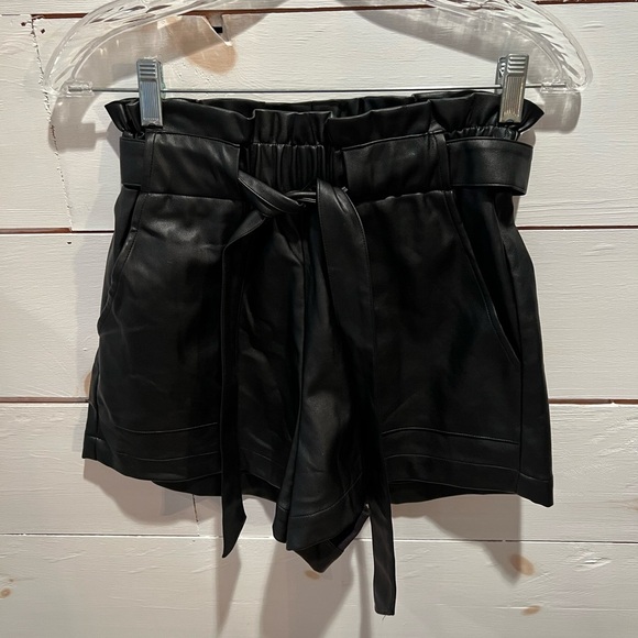 VICI paper bag faux leather shorts size small, tie waist, EUC, see photos - Picture 1 of 8